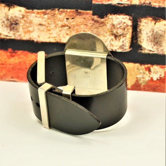 SUPER HUGE AMBER STERLING LEATHER RARE BRACELET 9 BY AMBERMODA UNISEX - Picture 8 of 16